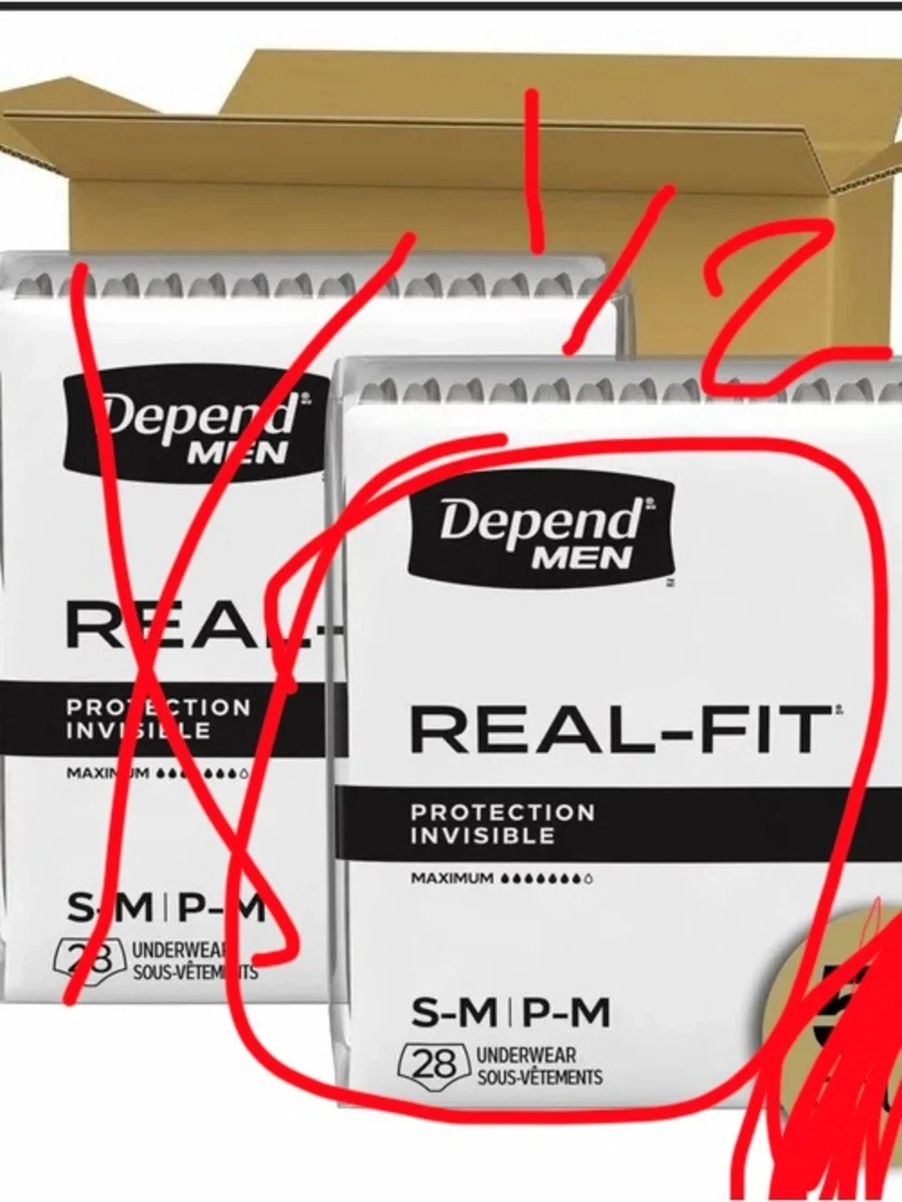 Depend Men Real-Fit Briefs — Black (S-M) 28 Count